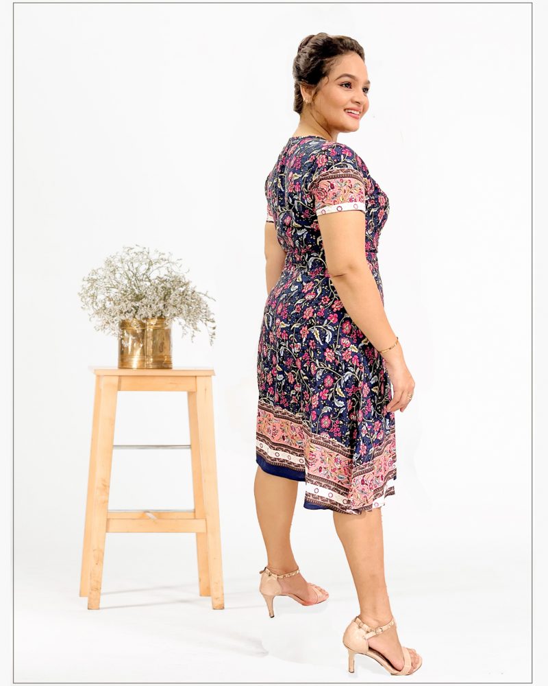 Warp Round Floral Dress - Image 3